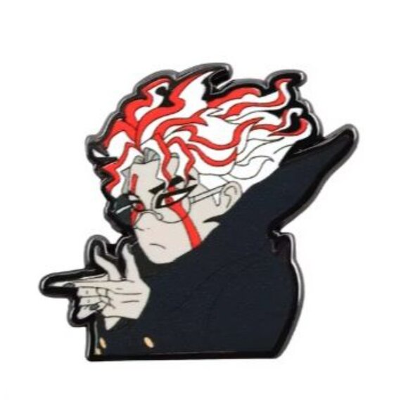 Dandadan Okarun Finger Guns Anime Enamel Pin Red Hair Supernatural Collectible - Picture 3 of 4